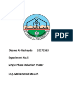 Osama Al-Rashayda 20171563 Experiment No.5 Single Phase Induction Motor