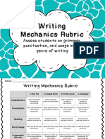 Writing Mechanics Rubric