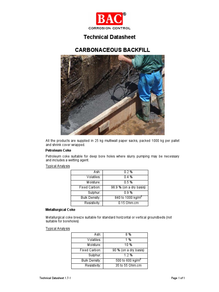 Technical Datasheet Carbonaceous Backfill: Petroleum Coke | PDF