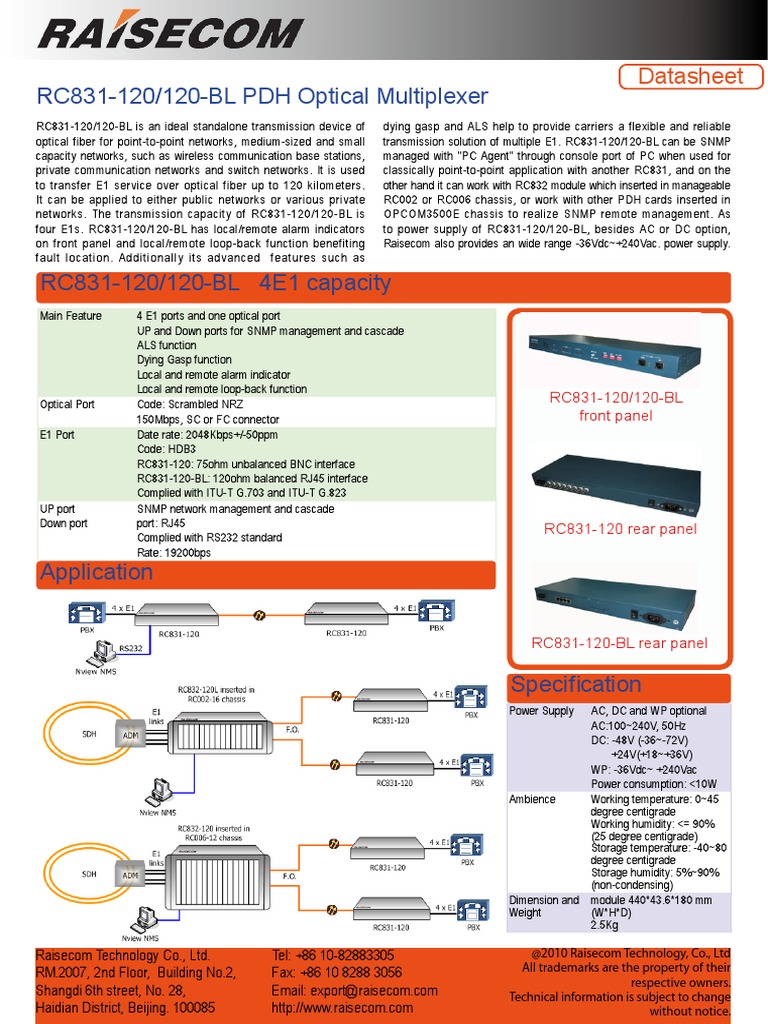 RC831-120/120-BL Optical Multiplexer | PDF | Optical Fiber | Network ...