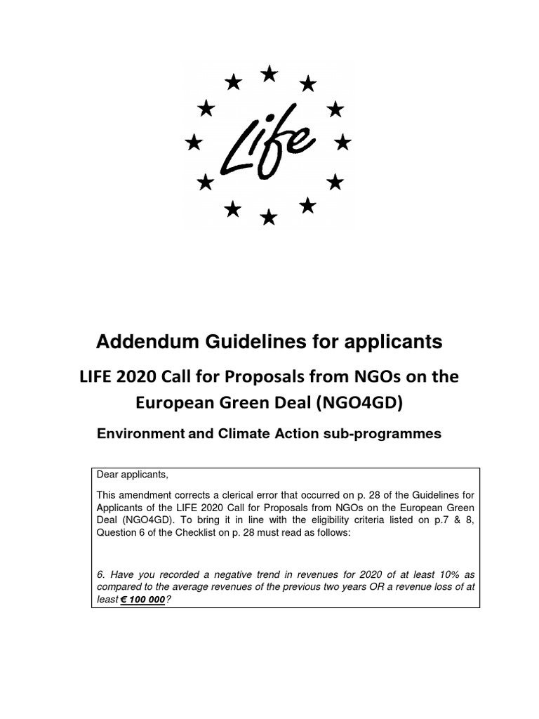 Life 2020 ngo4gd addendum guidelines for applicants pdf