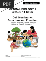 Genral Biology 1 Grade 11-Stem Cell Membrane: Structure and Function