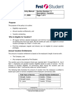 Human Resources Policy Manual Section Number 7.1 Description: Vacation Effective Date: April 1, 2009 Last Revision Date: Page 1 of 4