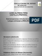 Liceo Alfredo Peña Castillo (Prepara) Conversaciones Introductorias. Lengua Extranjera. (INGLES)