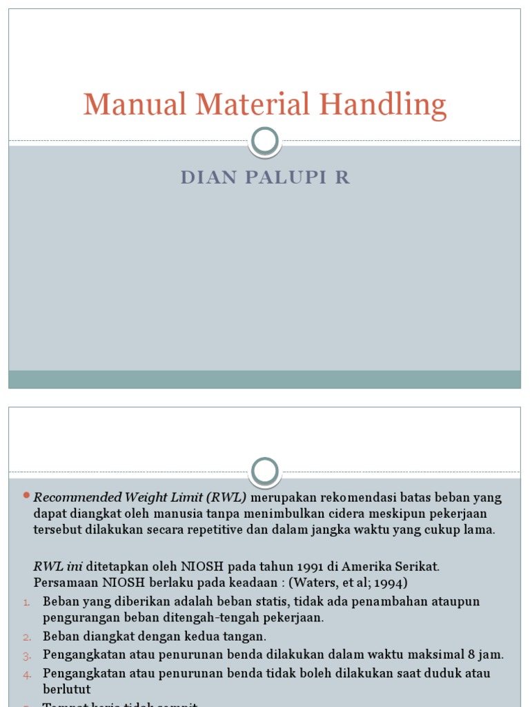 Manual Material Handling | PDF