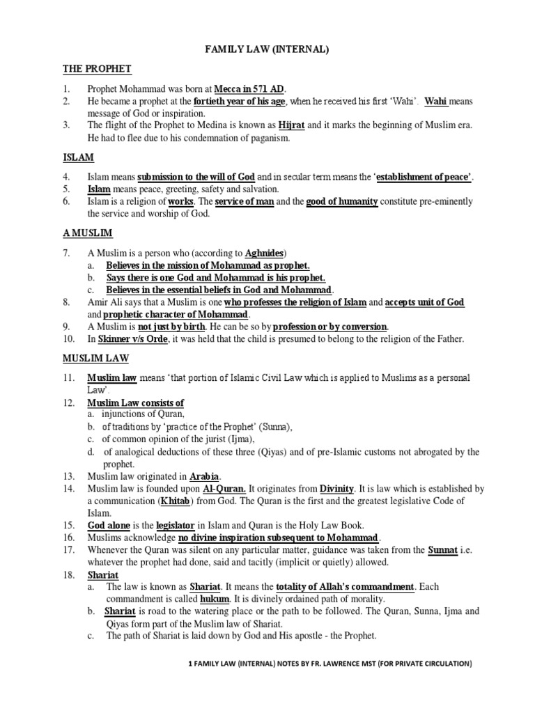 Overview of Muslim Family Law Principles | PDF | Hadith | Sharia
