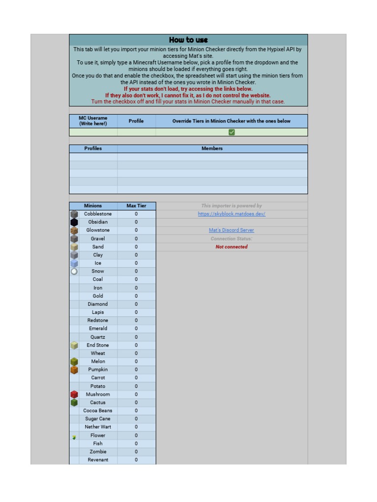 Hypixel Skyblock Minion Tier Importer | PDF | Nature