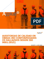 AUDITORIAS DE CALIDAD EN OBRAS NO CONFORMIDADES VS HALLAZGOS SEGÚN ISO 9001 2015