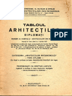 Tabloul Arhitecților Diplomați - Recunoscuți - Profesioniști Drepturi Limitate 1937