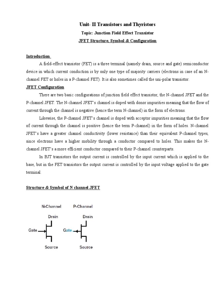 N-Channel JFET Operation and Characteristics | PDF | Field Effect ...