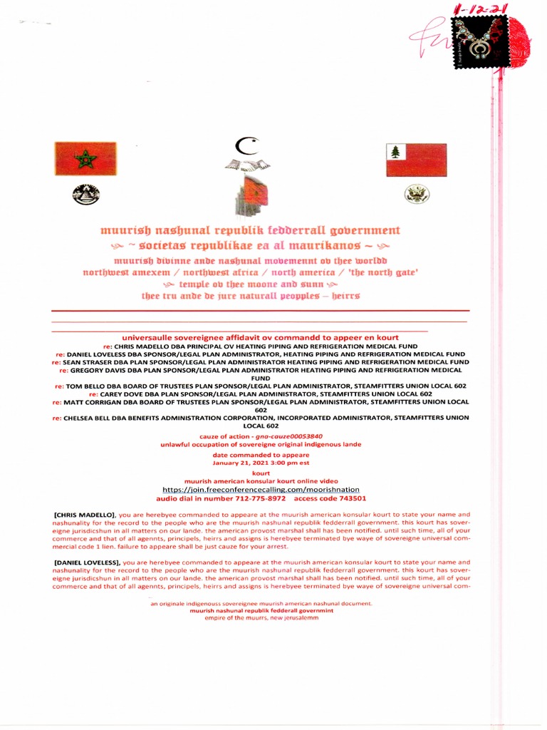 Universal Sovereign Affidavit of Command To Appear in CourtHEATING