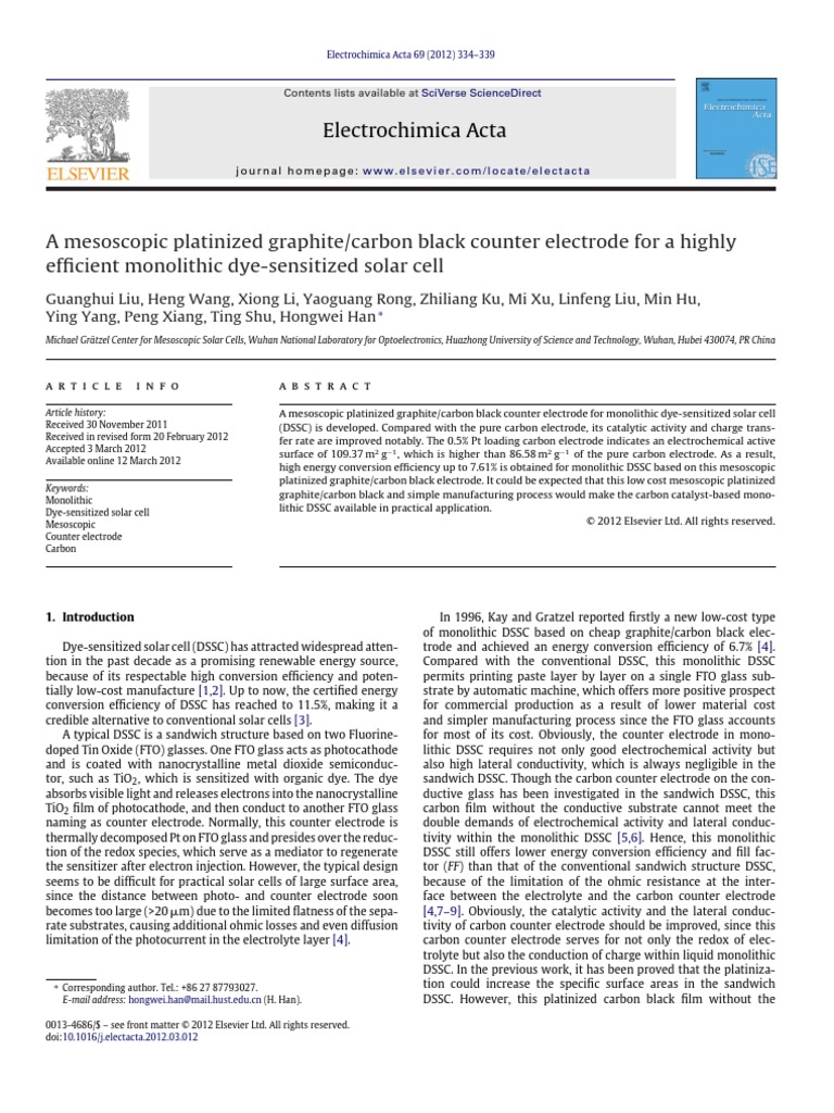 A Mesoscopic Platinized Graphite Carbon Black Counter Electrode For A ...