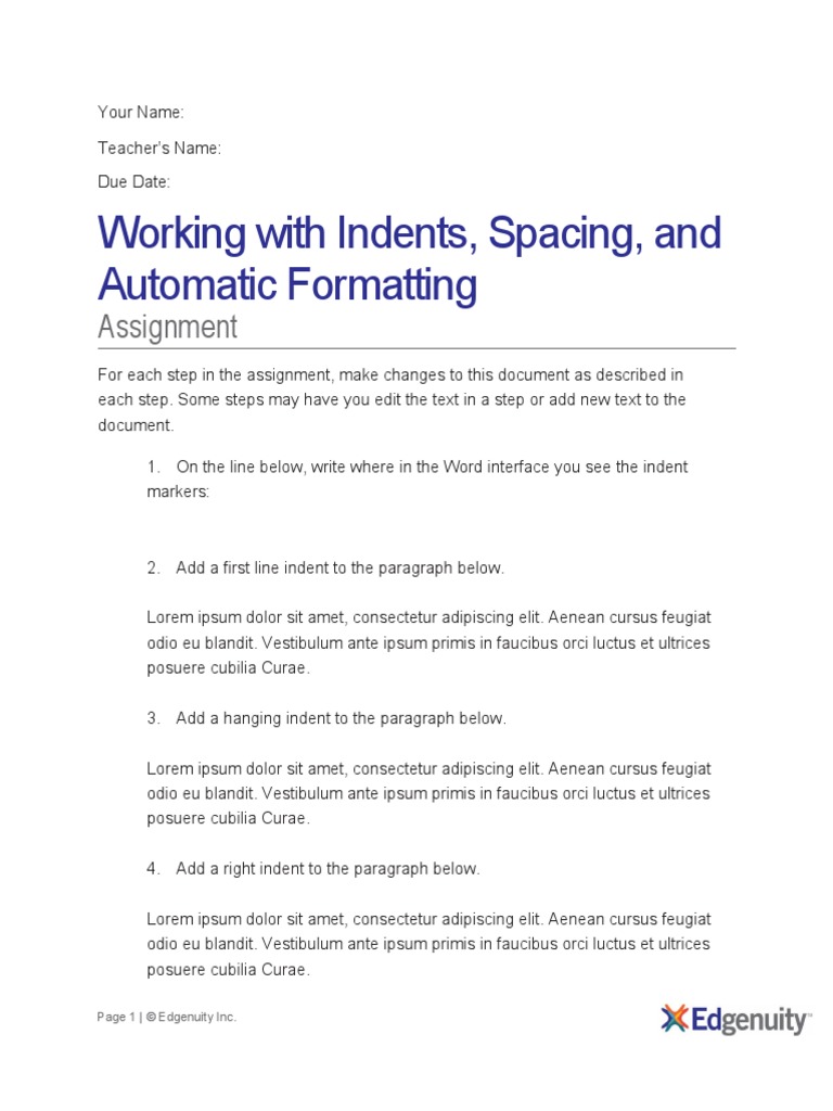 Paragraph Spacing, Indents, and Automatic Formatting | PDF | Paragraph ...