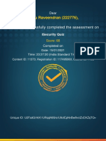 Successfully completed iSecurity Quiz with a score of 88