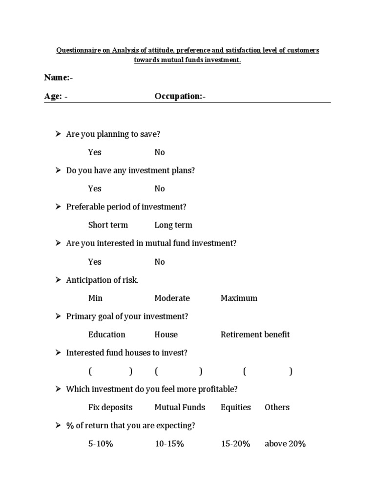 Questionnaire | PDF | Finance & Money Management