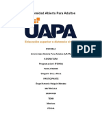 Tarea Semana IX Programacion I Uapa