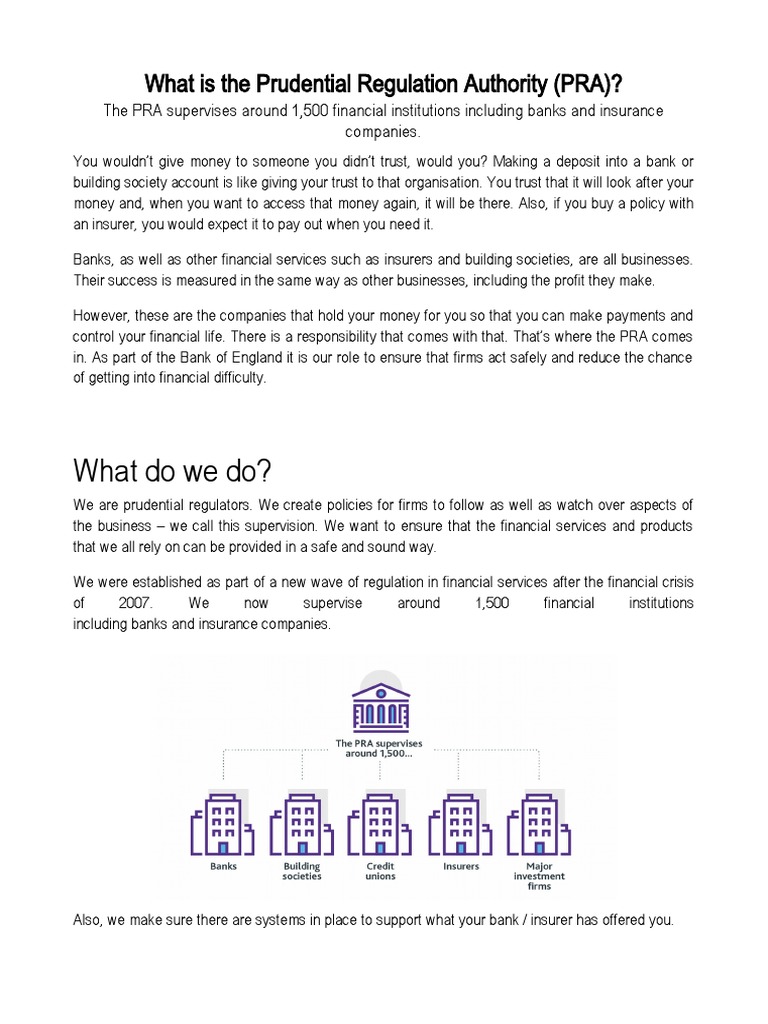 Understanding the Prudential Regulation Authority | PDF | Financial ...