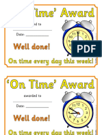 On Time' Award: Well Done!