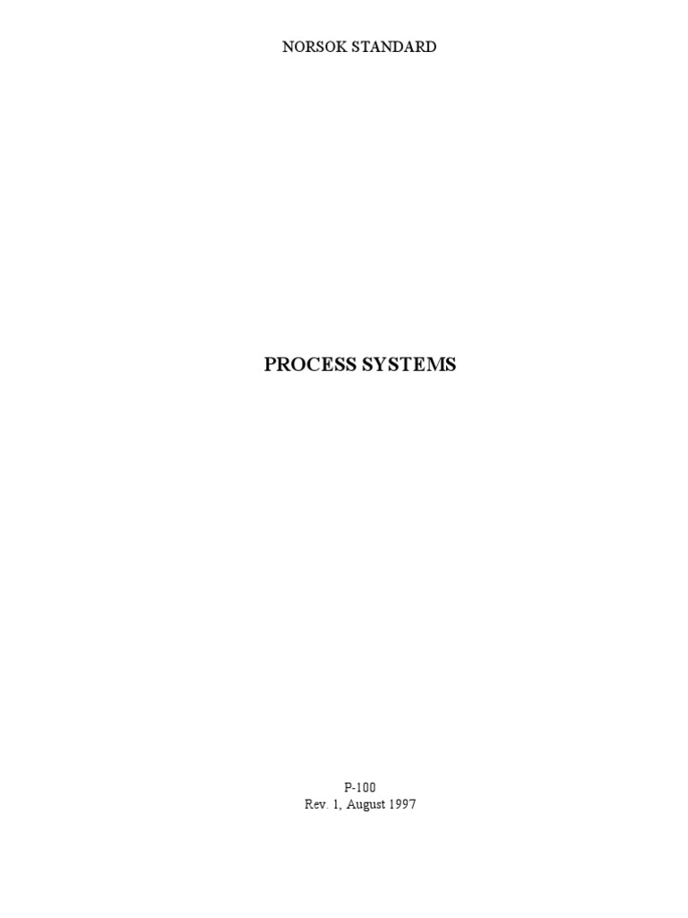 NORSOK P-100 Process Systems Standard | PDF | Valve | Gases