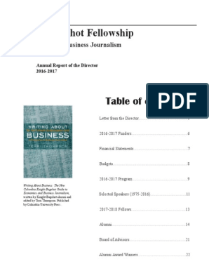 Knight-Bagehot Fellowship: in Economics and Business Journalism, PDF, Financial Endowment