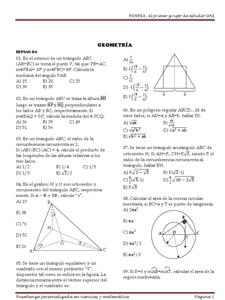 Ejercicios de Geometría Avanzada | PDF | Triángulo | Objetos geométricos