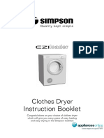 Instruction Booklet: Clothes Dryer