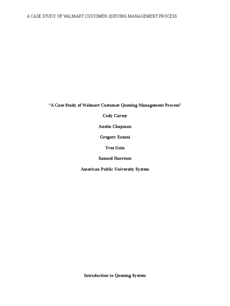 Walmart Customer Queuing Management Study | PDF | Point Of Sale | Walmart