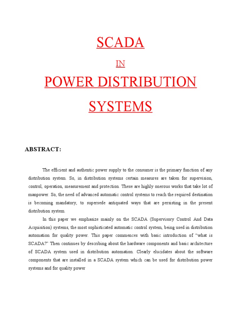 SCADA in POWER DISTRIBUTION SYSTEMS | PDF