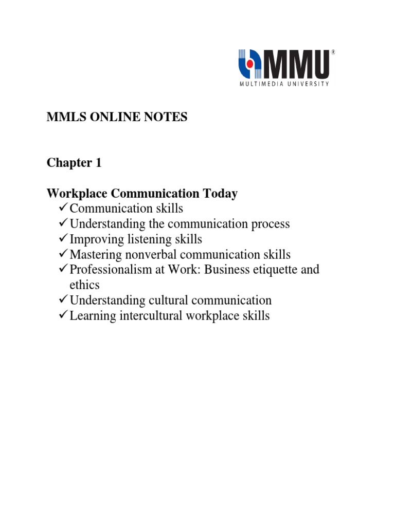 Workplace Communication Skills Guide | PDF | Nonverbal Communication ...