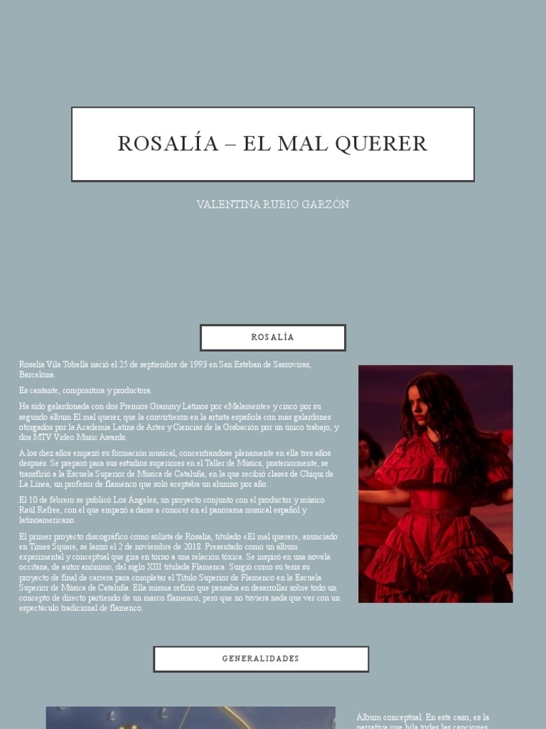 ROSALÍA - EL MAL QUERER (Autoguardado) | PDF | Premio de entretenimiento |  Entretenimiento (general)