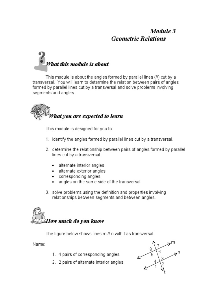 EASE Module 3 Geometric Relations | PDF | Angle | Geometry