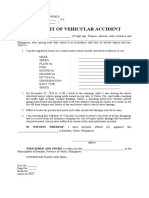 Affidavit of Vehicular Accident