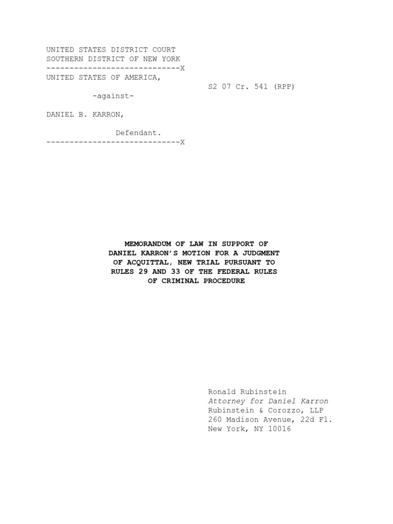 Rule 33 Post Trial Motion PDF Bribery Theft