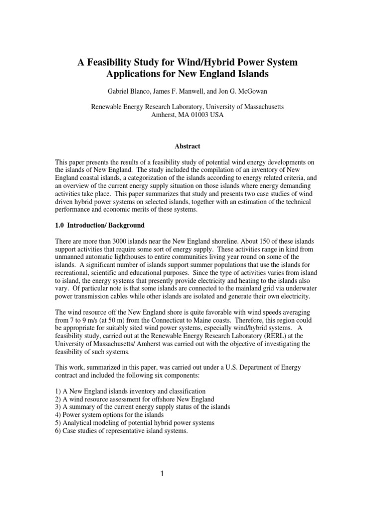 A Feasibility Study For WindHybrid Power System | PDF