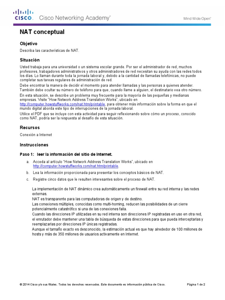 11.0.1.2 Conceptual NAT Instructions | PDF | Dirección IP | Edad de ...