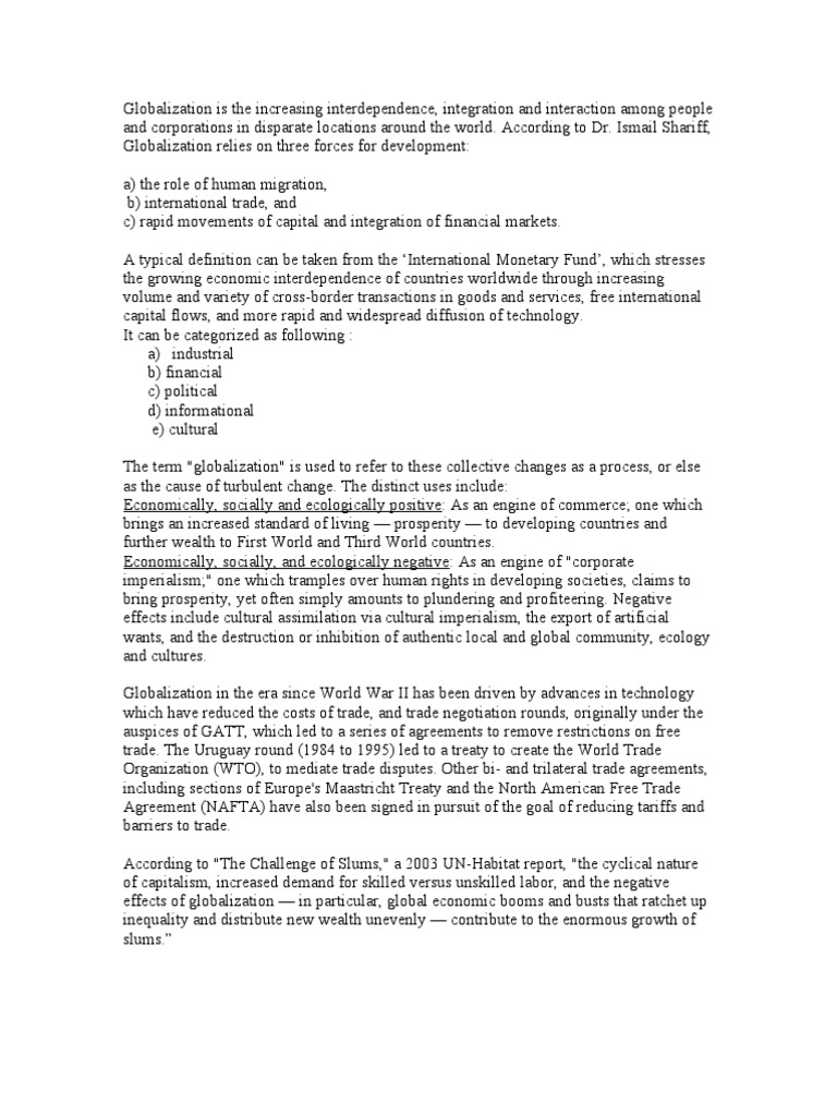 Globalisation Pdf Globalization Trade