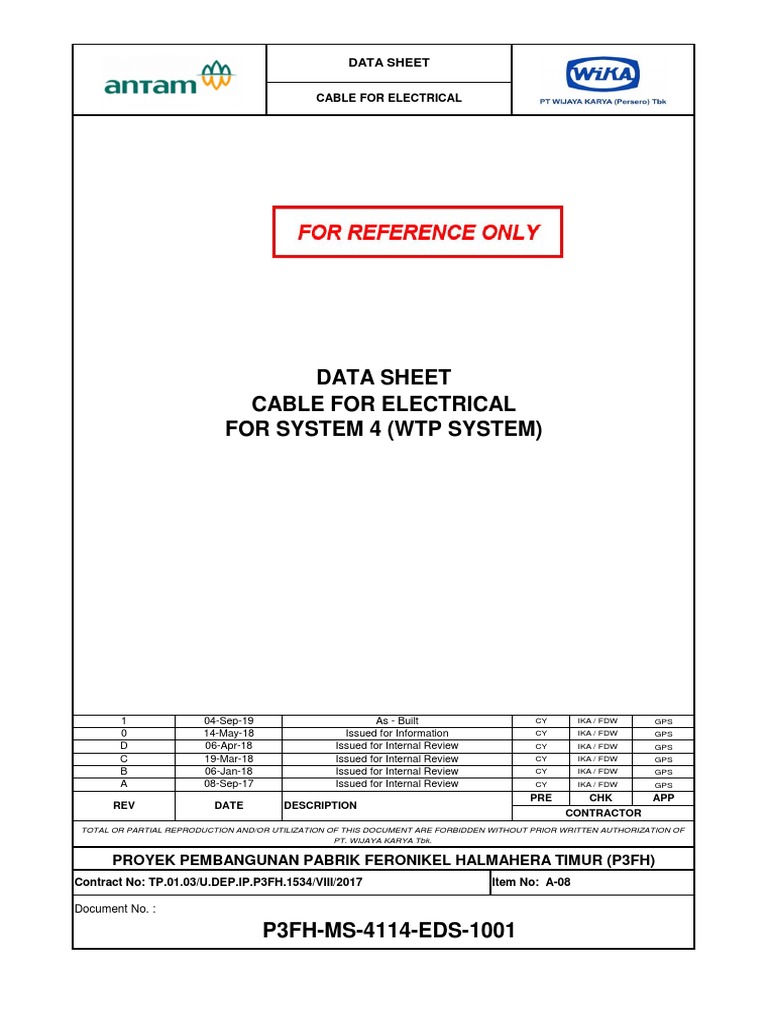 Electrical Cable Data Sheet for P3FH | PDF | International ...