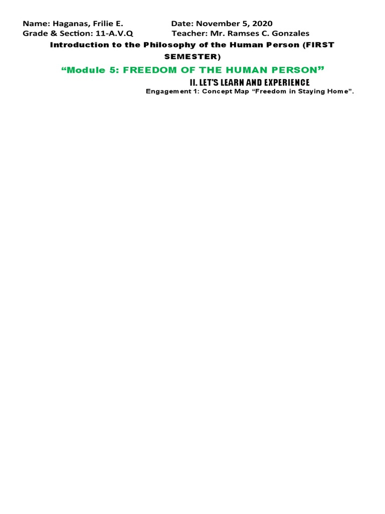 Freedom in Philosophy: Module 5 Insights | PDF | Wellness | Medical