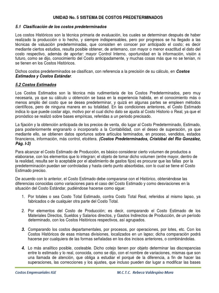 Sistema de Costos Predeterminados | PDF | Costo | Presupuesto