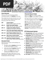 Merchant Tables: Dice Pricing Pricing Magic Items