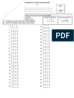 Answer Sheet in English 9