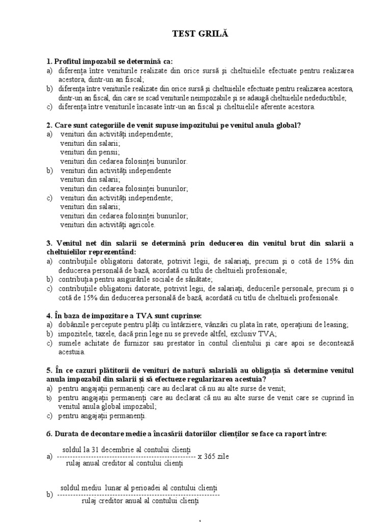 Test Grila Angajari Cluj | PDF