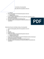 Proposed Problem Title # 1 Title #1 Resilience of Parents in The Delivery of Learning Mode