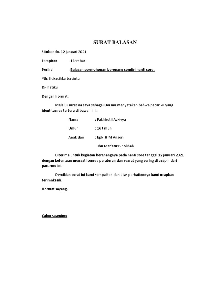 Surat Balasan PDF | PDF