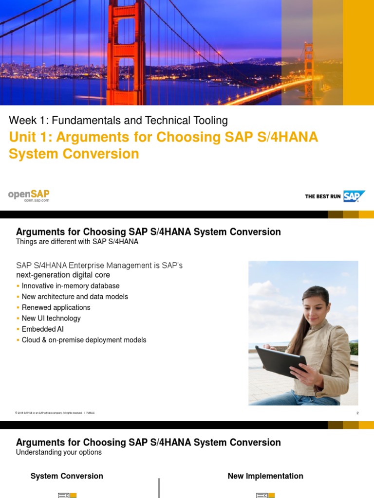 Unit 1: Arguments For Choosing SAP S/4HANA System Conversion | PDF ...