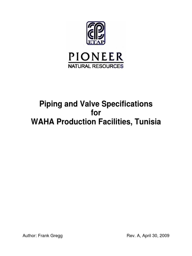 Valve Specifications for WAHA Facility | PDF | Pipe (Fluid Conveyance ...