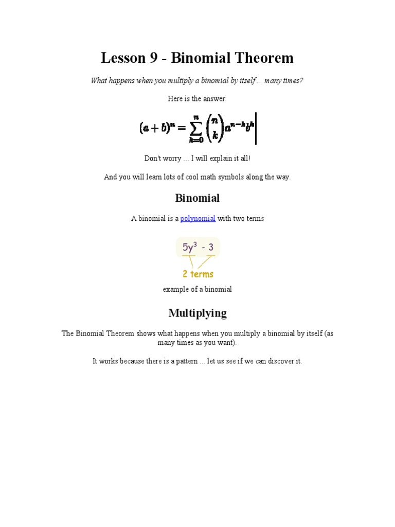 Understanding the Binomial Theorem | PDF | Elementary Mathematics | Numbers