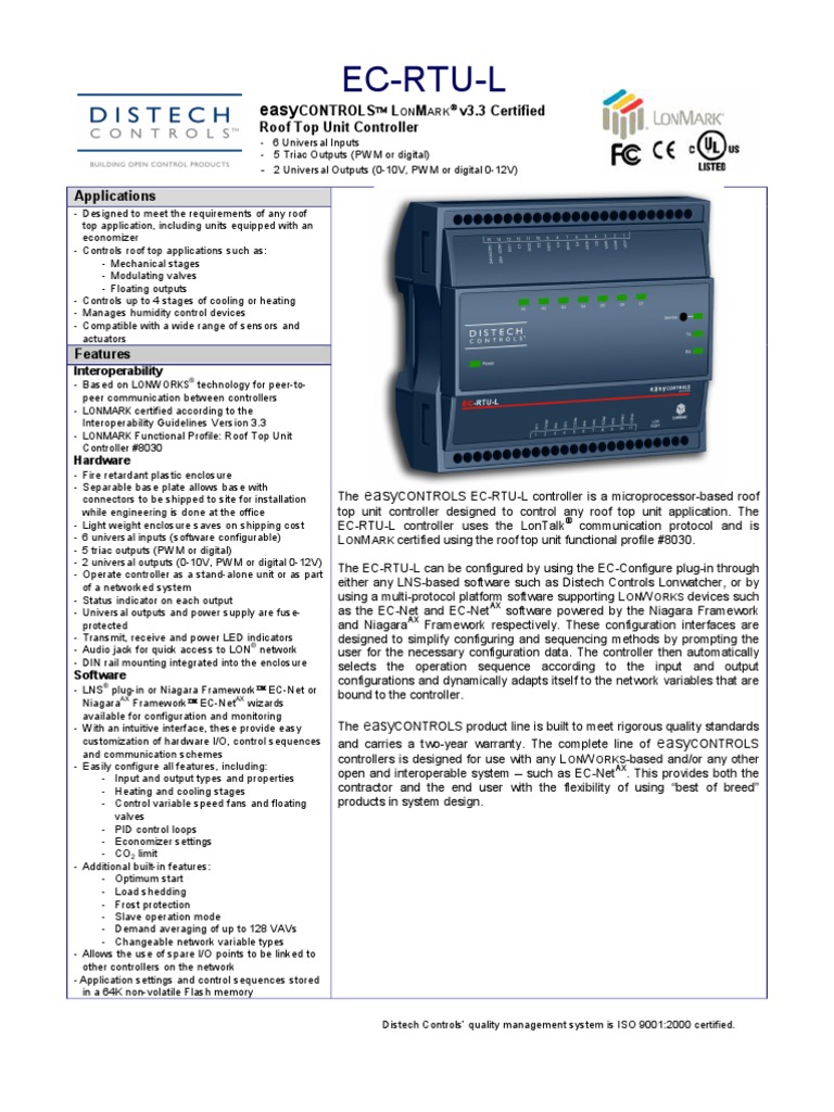 Ec Rtu L: Controlsô L M v3.3 Certified Roof Top Unit Controller | PDF ...