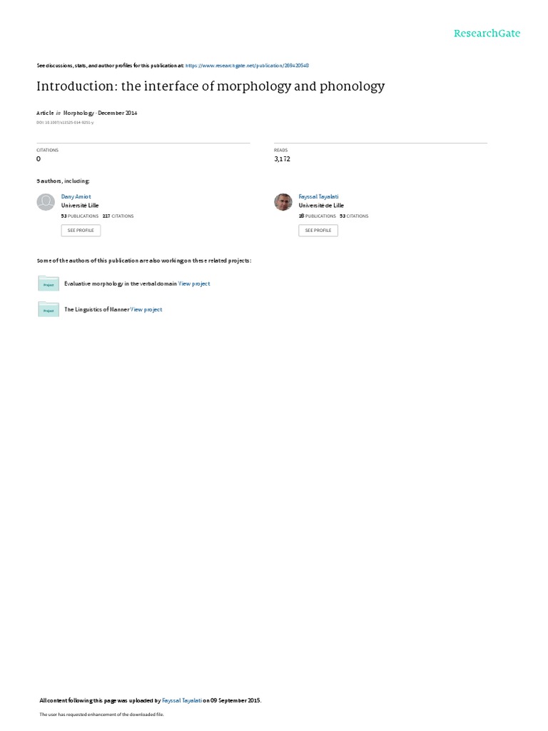 Introduction The Interface of Morphology and Phonology PDF