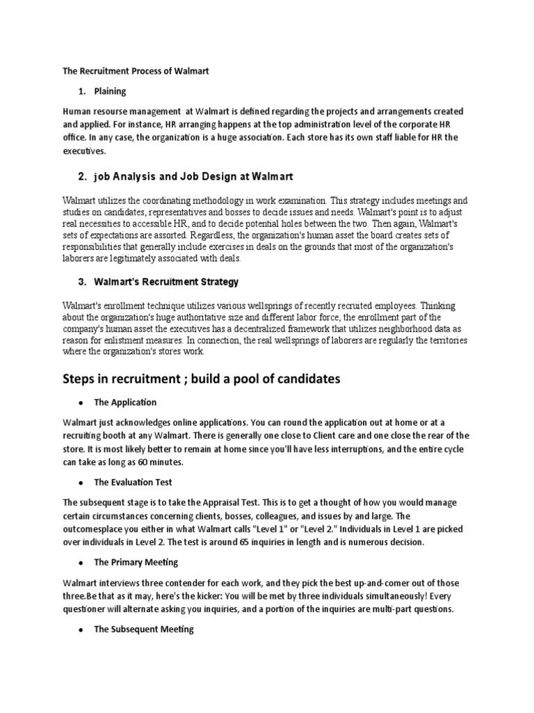 Walmart Recruitment Process Overview | PDF | Recruitment | Walmart